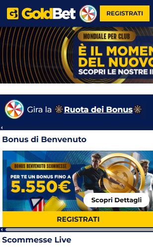 GoldBet propone la Ruota dei Bonus, tra i tanti incentivi disponibili al momento