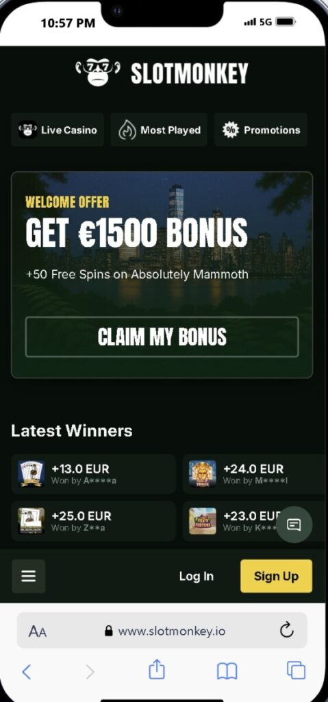 De welkomstbonus van Slotmonkey casino