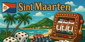Illustratie van Sint Maarten en fysiek en online gokken