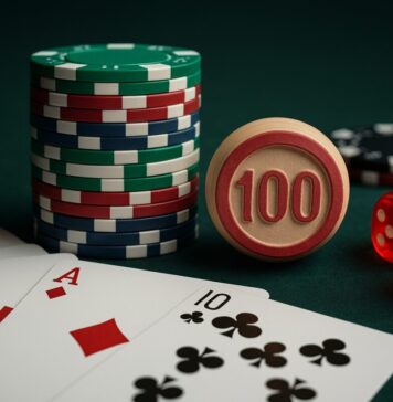 Pokerfiches, kaarten en dobbelstenen
