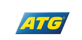 ATG logga med gul och blå text.