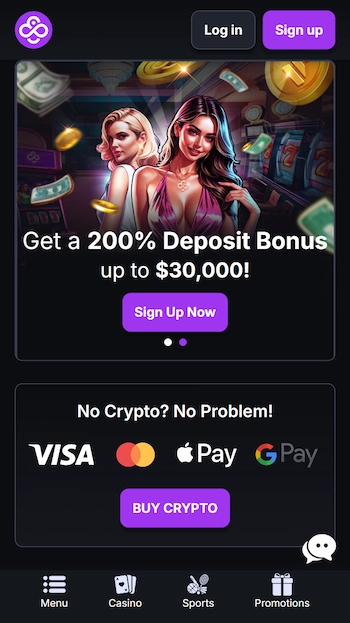 CoinCasino skärmbild från mobilen