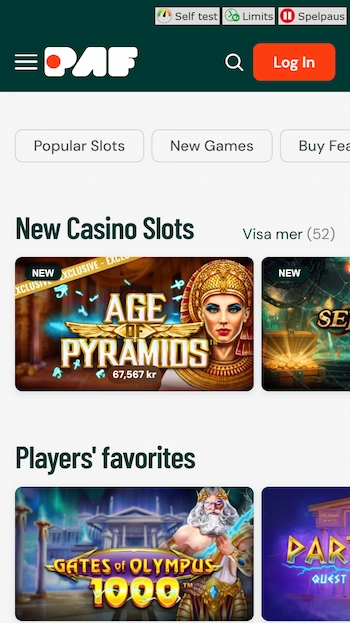 Paf casino från mobilen
