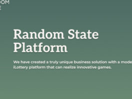 Skärmbild med texten “Random State Platform” och beskrivning av en modern iLottery-plattform.