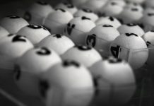Lottery balls in a tray