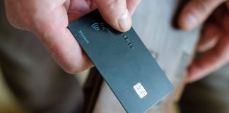 Hand holds bank card
