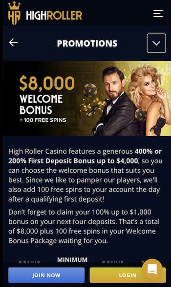 High Roller Casino Crypto Bonus offers