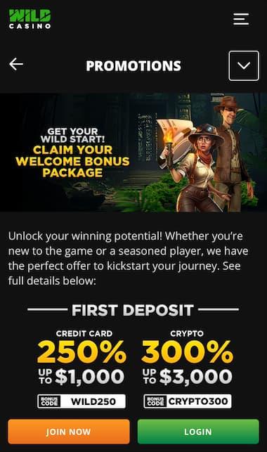 Wild Casino sign up bonus