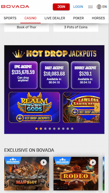 Bovada Casino Best for mobile progressive jackpots