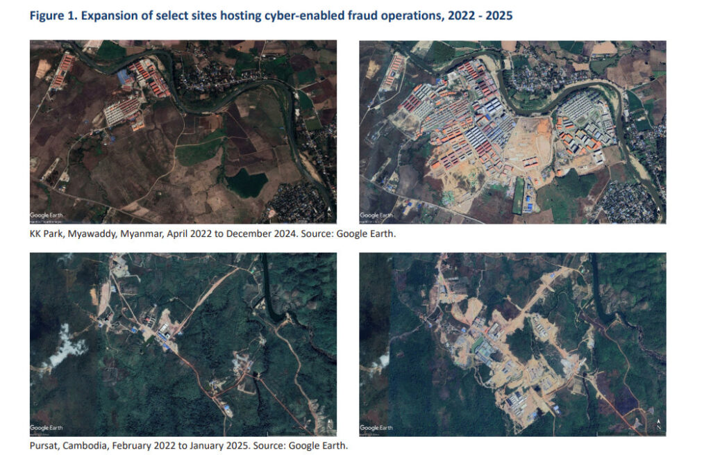 Sites hosting cyber-enabled fraud operations in SEA, 2022-2025.