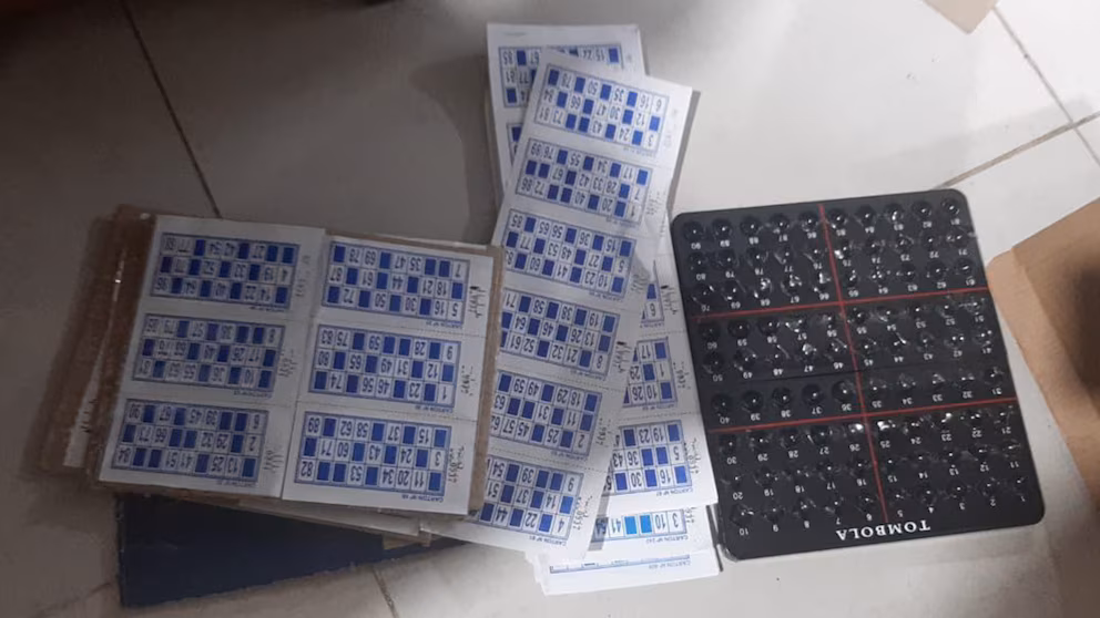Bingo cards seized by the Buenos Aires Metropolitan Police in a raid on a suspected gambling den.
