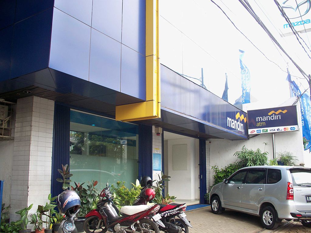 An ATM outside an Indonesian commercial bank branch.