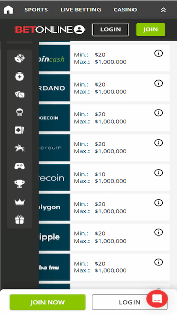 BetOnline best no limit casino for high transactions