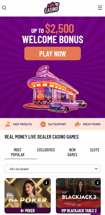 cafe casino live dealer games