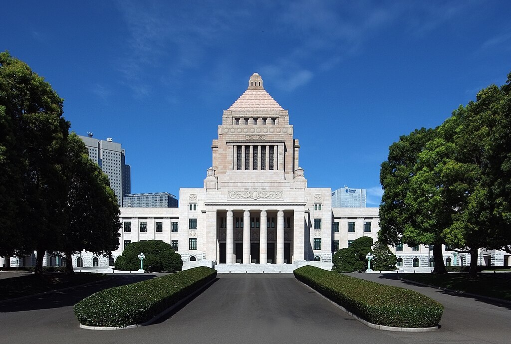 The National Diet Building, the seat of the Japanese Parliament, in Tokyo, Japan.
