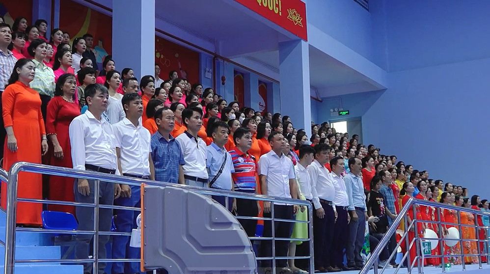 Attendees at a cultural event in the Van Don Economic Zone, Quang Ninh, Vietnam.