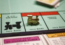 A game of Monopoly on display