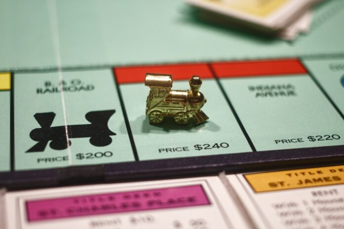 A game of Monopoly on display