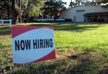 Now Hiring lawn sign