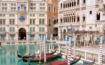 Boats outside Venetian Resort, Las Vegas