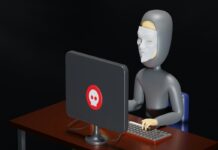 an animated computer hacker using a computer
