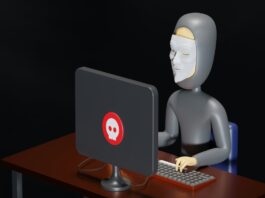 an animated computer hacker using a computer