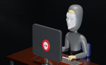 an animated computer hacker using a computer