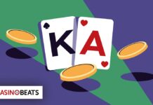 Illustration of playing cards showing King and Ace with casino chips.